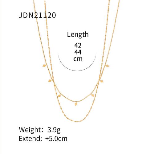 18K Gold Plated Geometric Double Strand Chain Necklace | JDN120