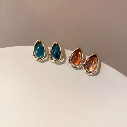 Fashion Teardrop Stud Earrings, Resin Earrings, Blue Earrings | HE6199