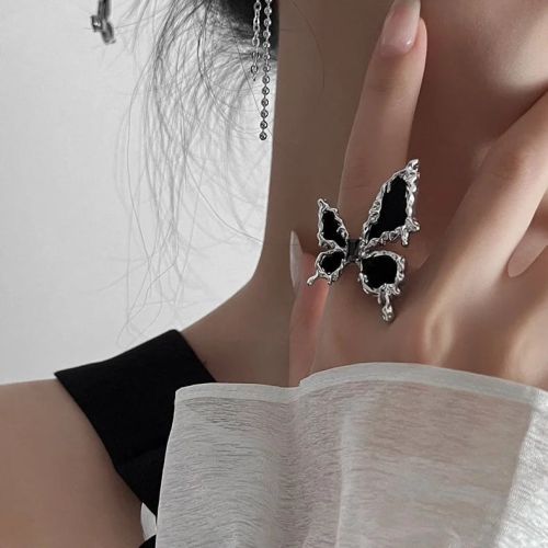 Gothic Black Butterfly Open Ring, Butterfly Ring, Butterfly Jewelry | HR776