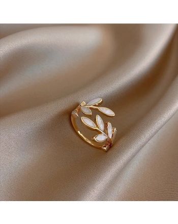 Gold Olive Leaf Ring, Vine Ring, Branch Ring, Marquise Leaf Ring | HR619