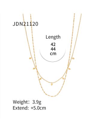 18K Gold Plated Geometric Double Strand Chain Necklace | JDN120